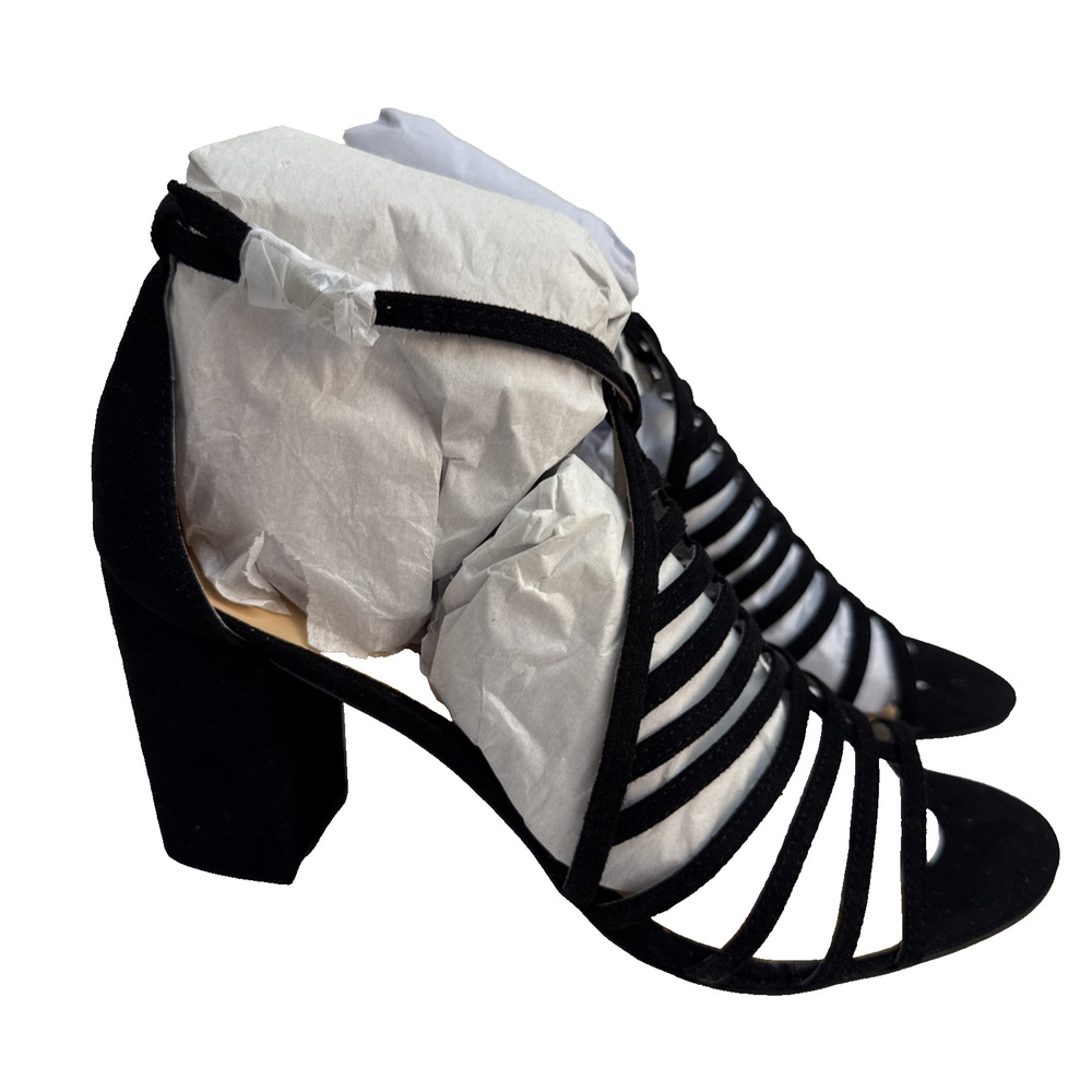 Daya by Zendaya Womens Sandal Shoes Black Heels Shoes 8.5 Medium Suede‎ NWB